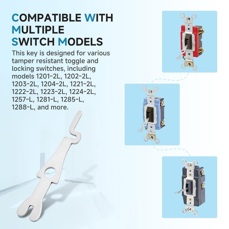 MUGLFPT (10-Pack) 55500-PRT Fork Type Tamper Resistant Switch Keys, Compatible with 1201-2L, 1202-2L, 1203-2L, 1204-2L, 1221-2L, 1257-L, and 1281-L Toggle and Locking Switches - Image 3